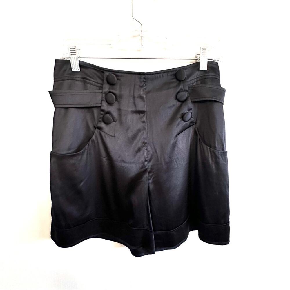Marciano Mariner Silk Blend Button Pocket Dressy Sexy Shorts Womens 10 Black